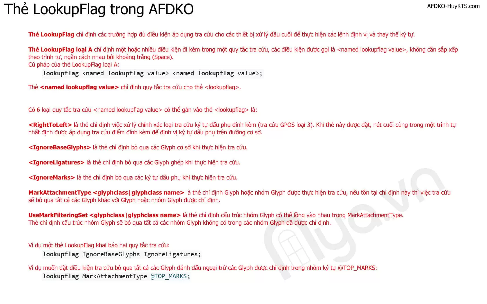 Thẻ LookupFlag trong ngôn ngữ lập trình AFDKO