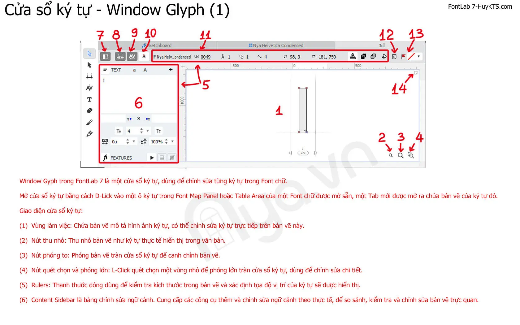 Cửa sổ ký tự – Window Glyph trong FontLab