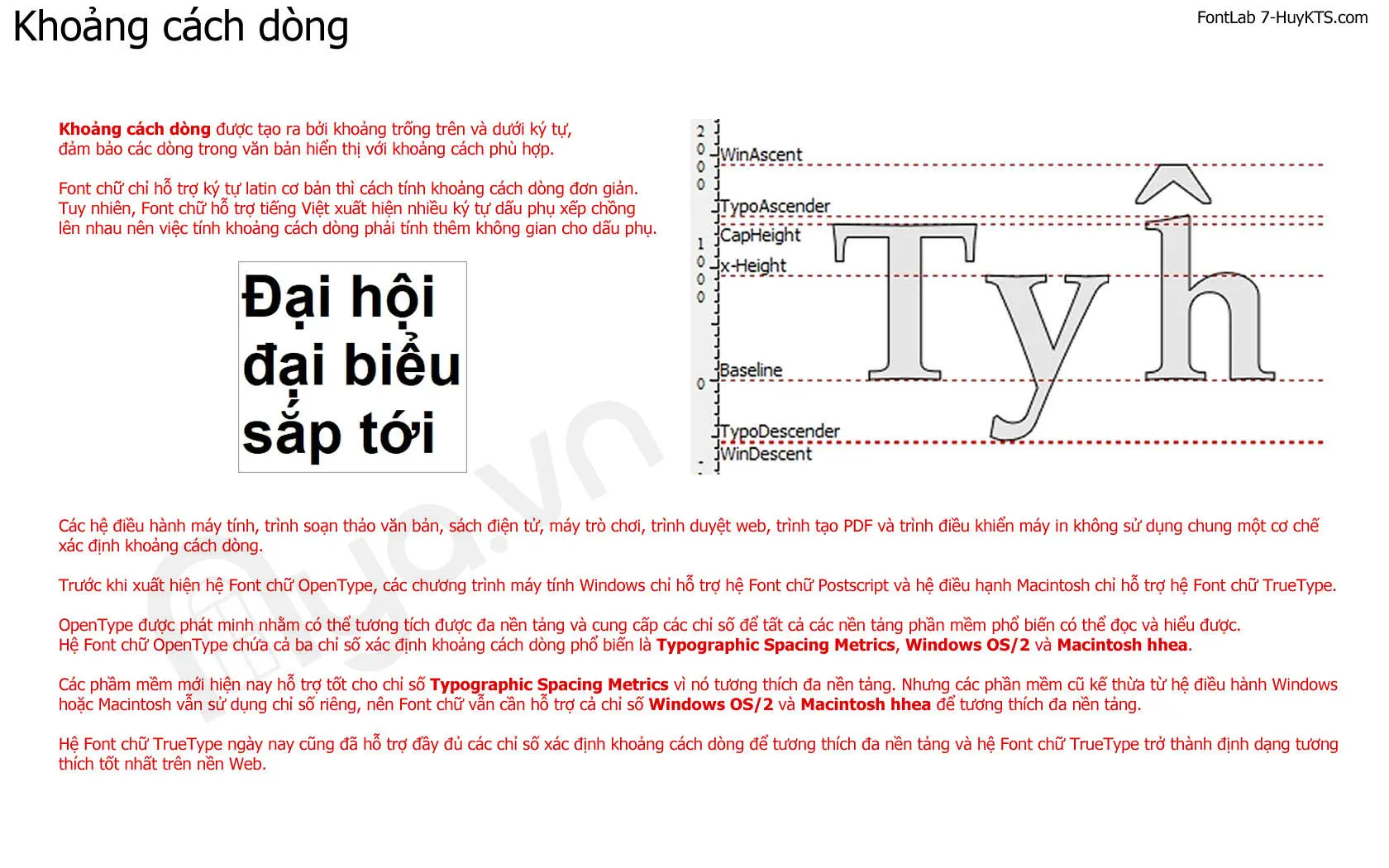Khoảng cách dòng trong Font chữ kỹ thuật số