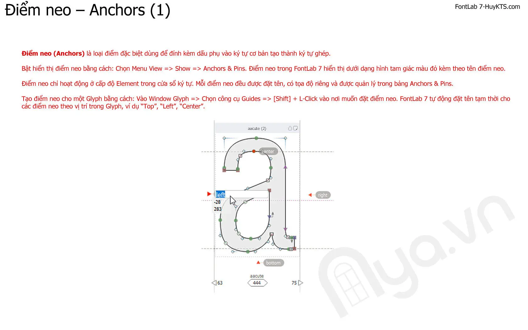 Tính năng điểm neo – Anchors trong FontLab