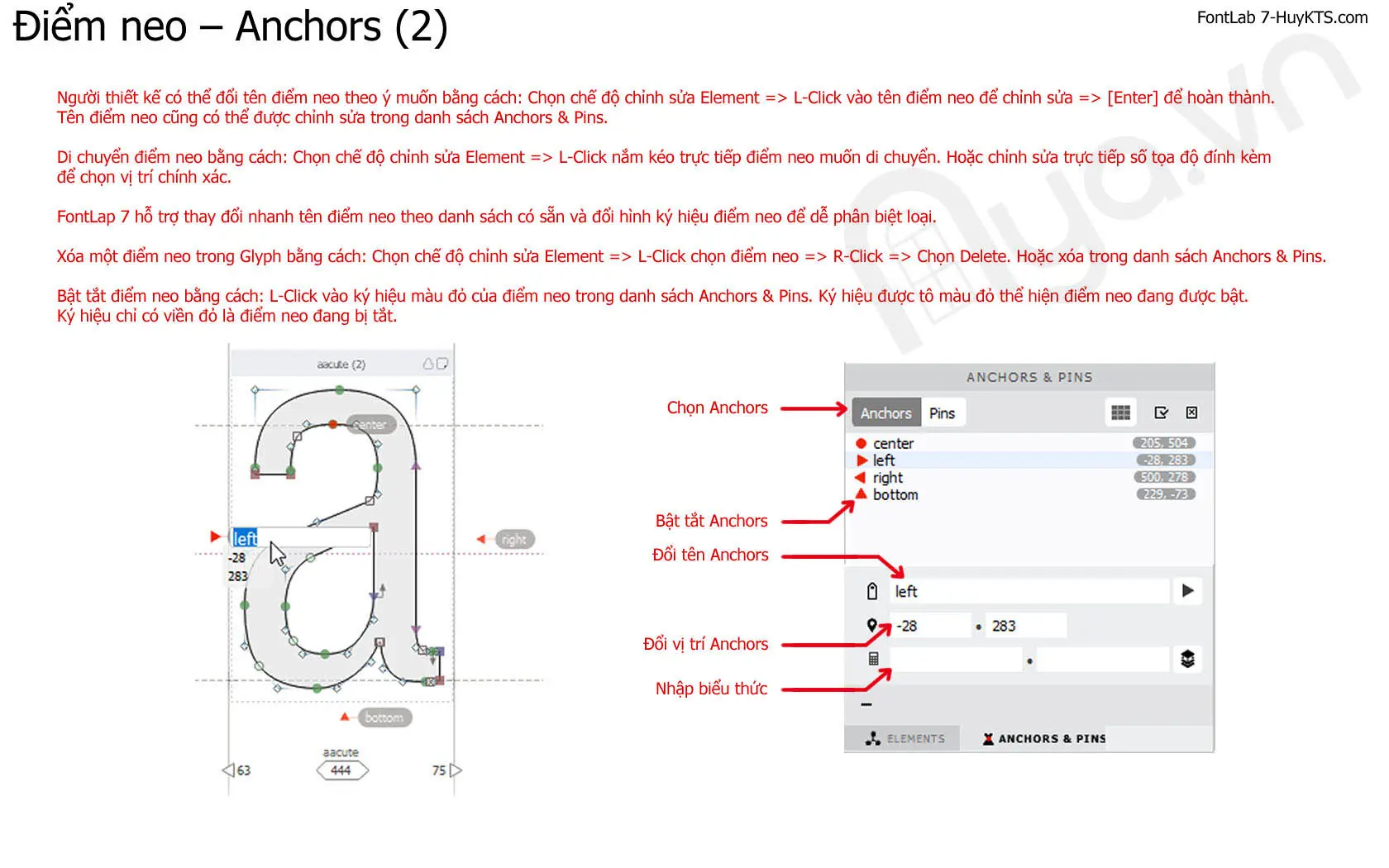 Tính năng điểm neo – Anchors trong FontLab