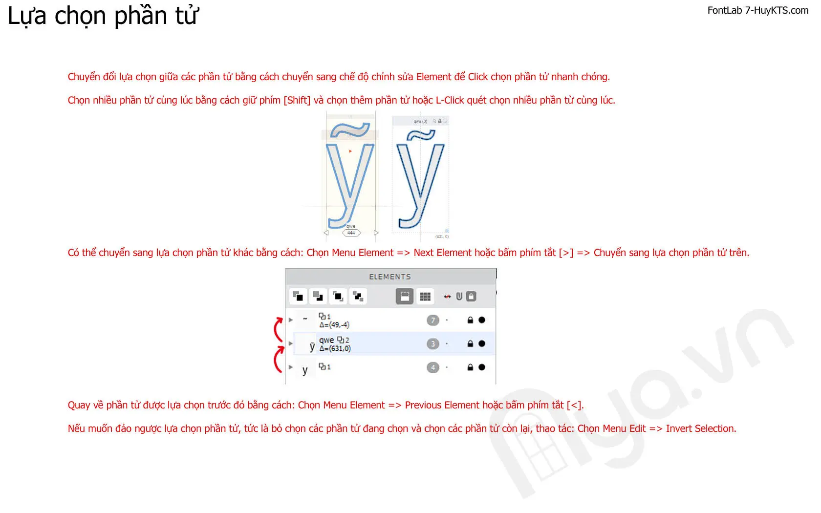 Chọn phần tử trong FontLab