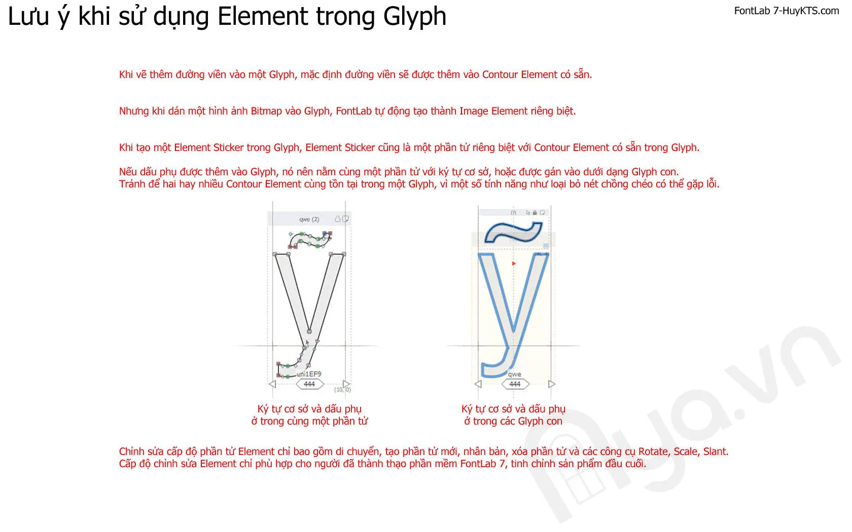 Lưu ý khi sử dụng Element trong FontLab