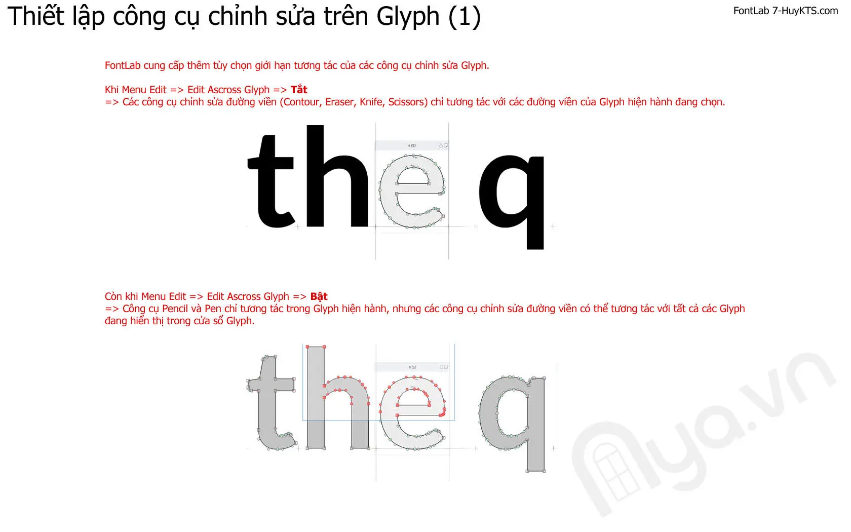 Thiết lập chế độ chọn đối tượng trong FontLab