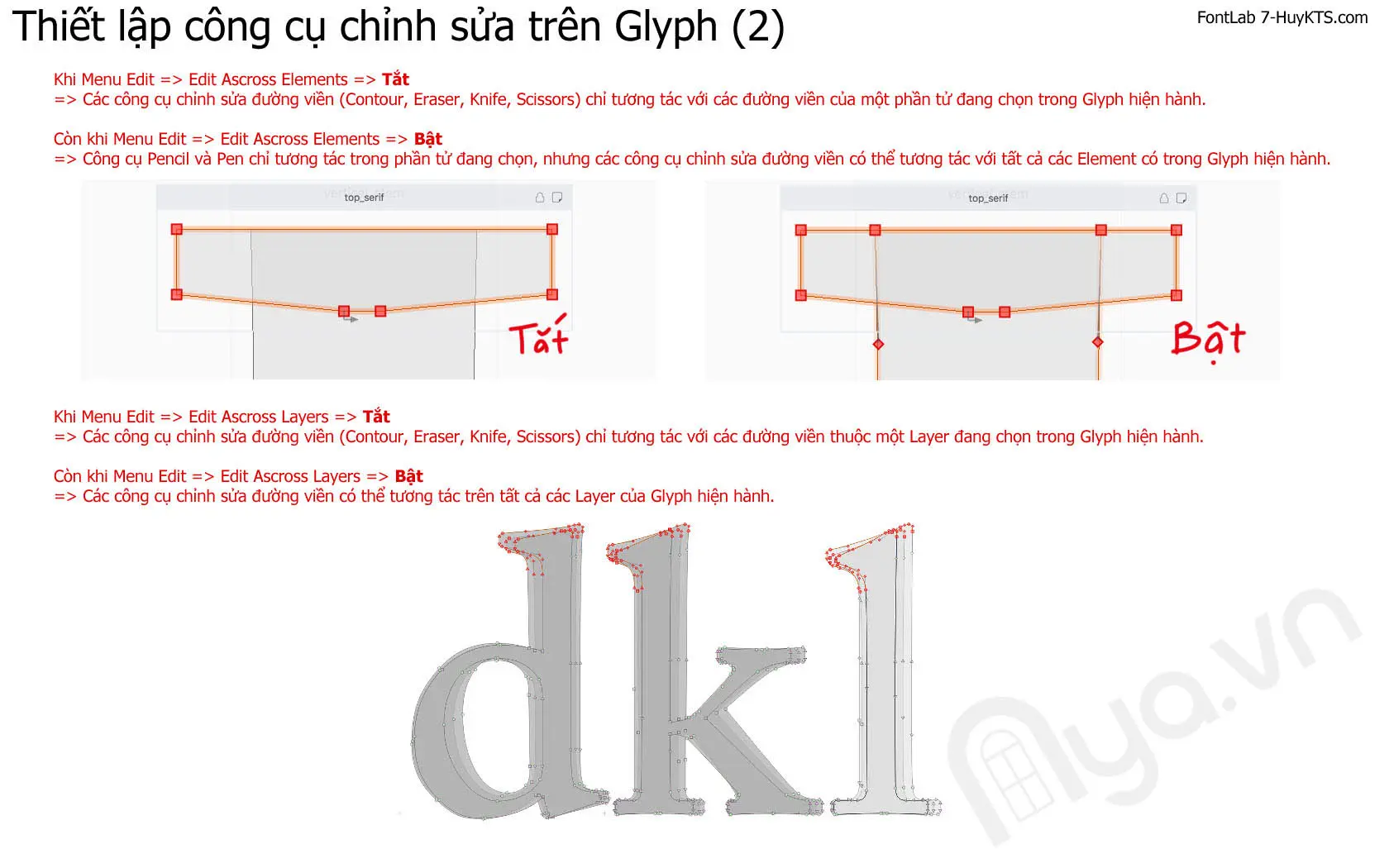 Thiết lập chế độ chọn đối tượng trong FontLab