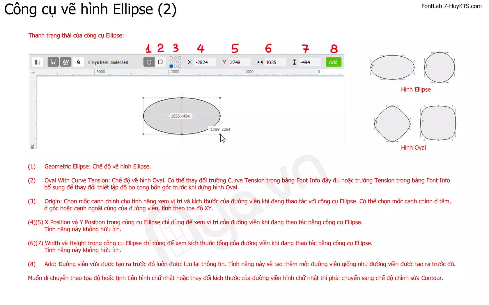 Công cụ vẽ hình Ellipse trong FontLab