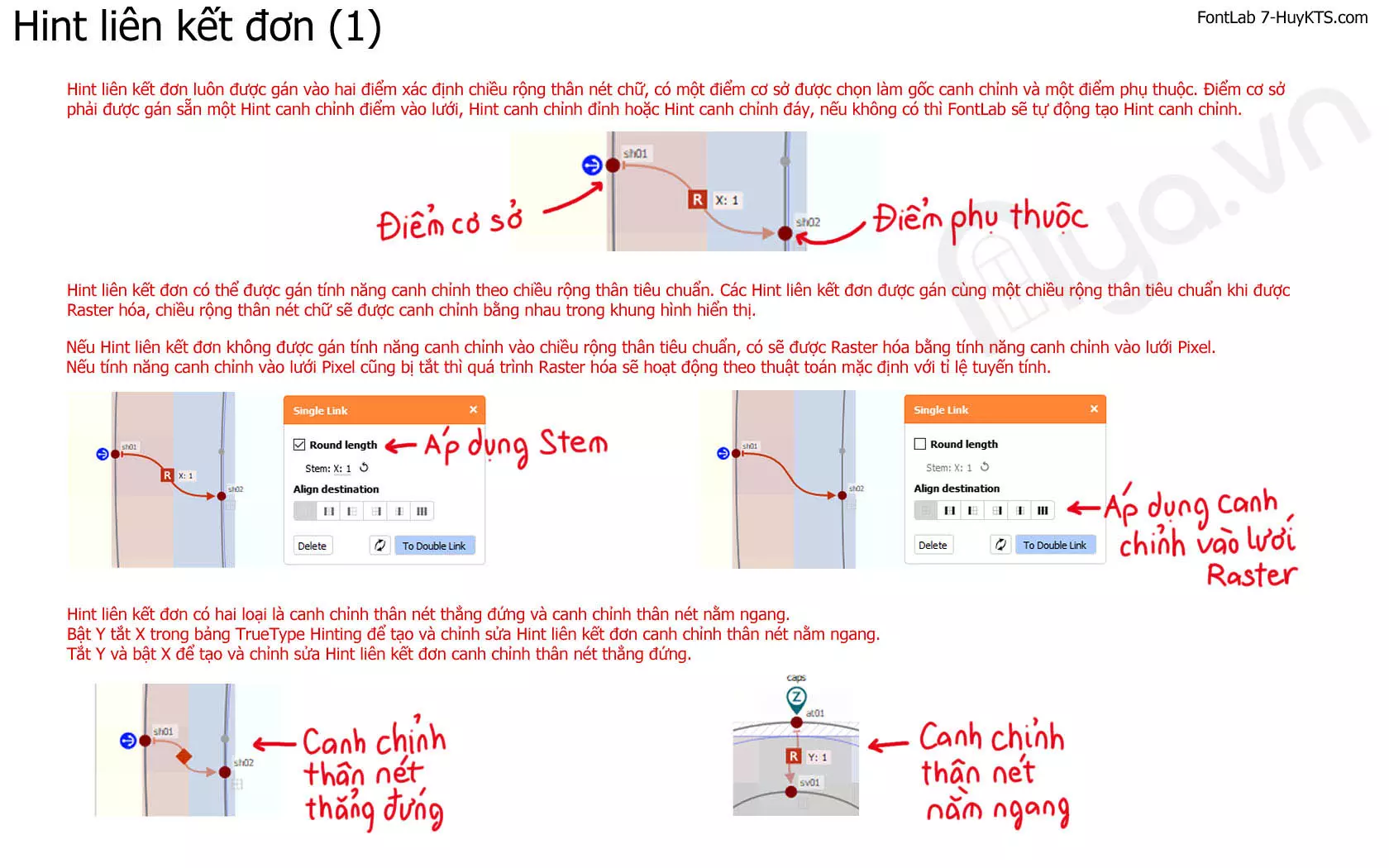 Hint liên kết đơn của TrueType Hinting trong FontLab