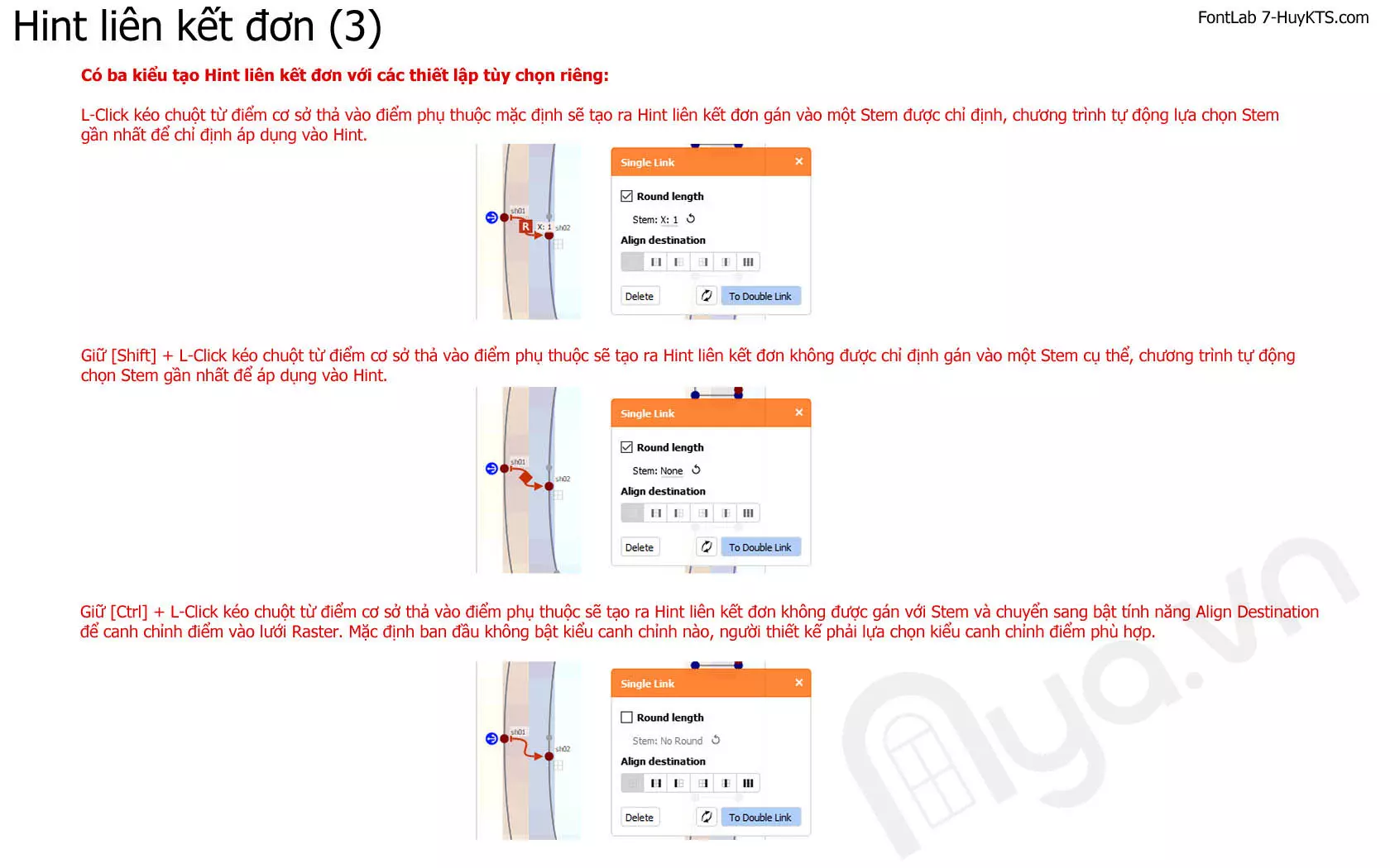 Hint liên kết đơn của TrueType Hinting trong FontLab
