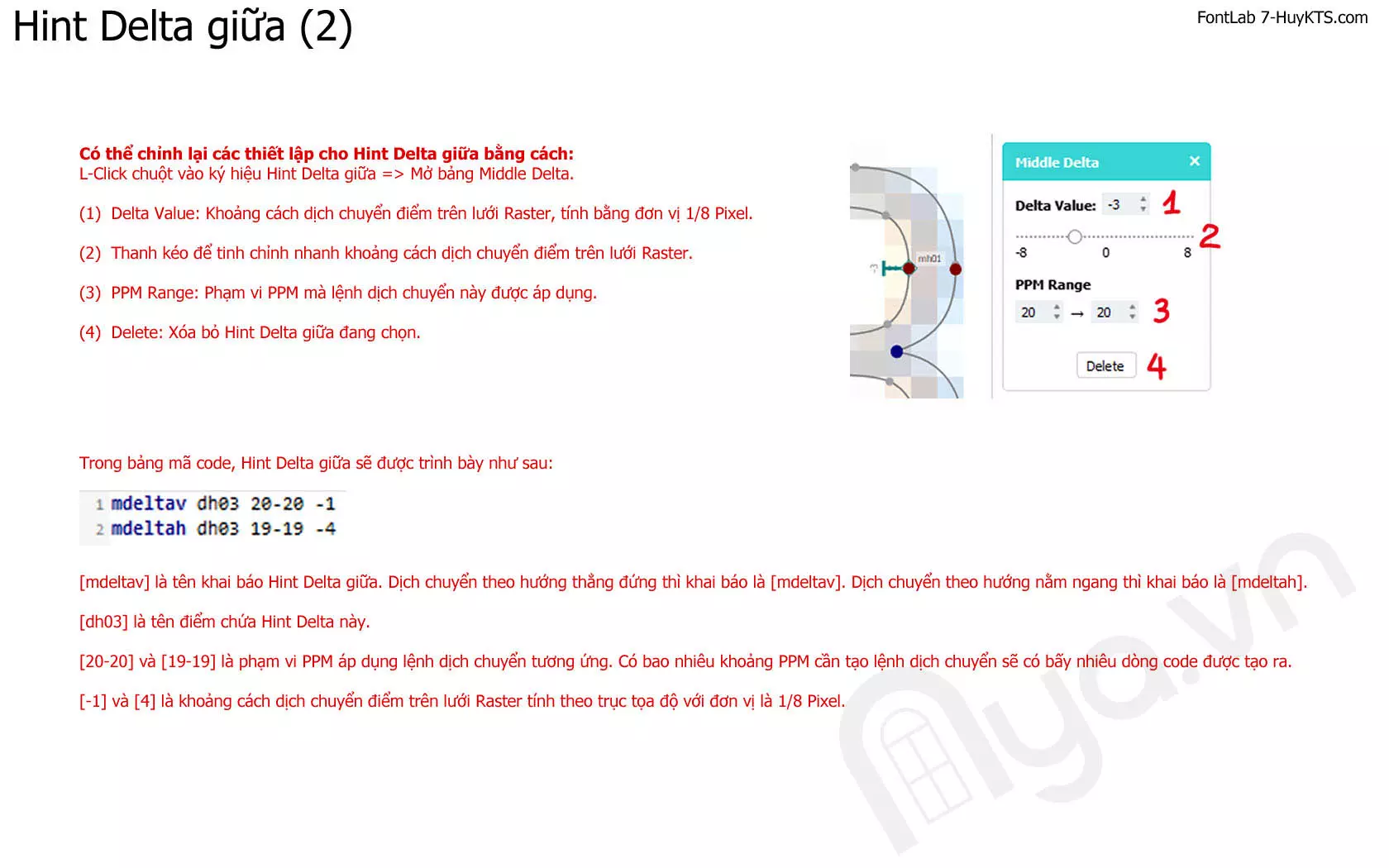 Hint Delta giữa của TrueType Hinting trong FontLab